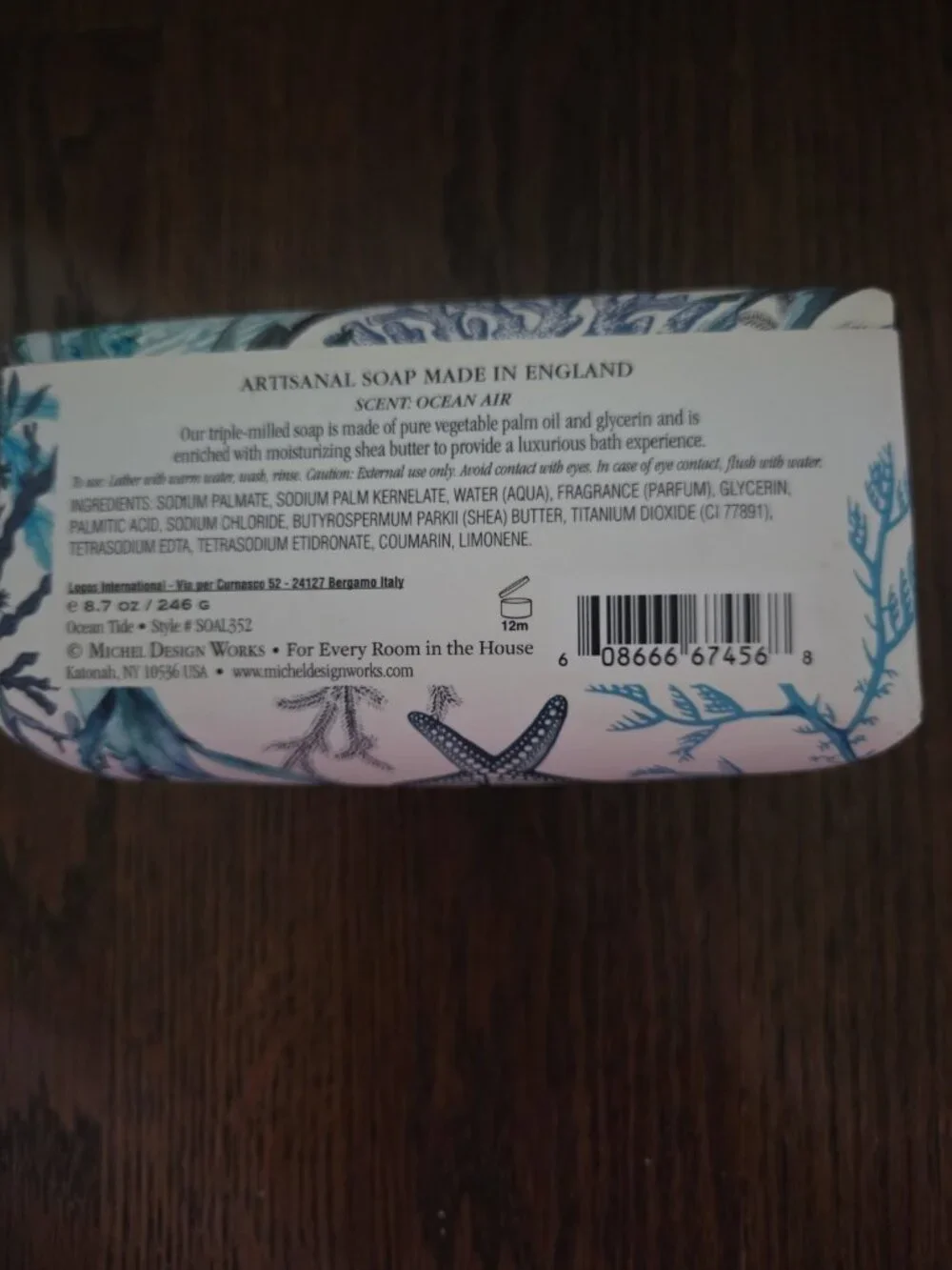 Michel Design Works Ocean Tide Large Bath Soap Bar Ocean Air & Dewy Melon Scent